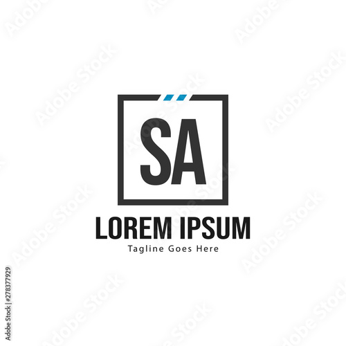 Initial SA logo template with modern frame. Minimalist SA letter logo vector illustration