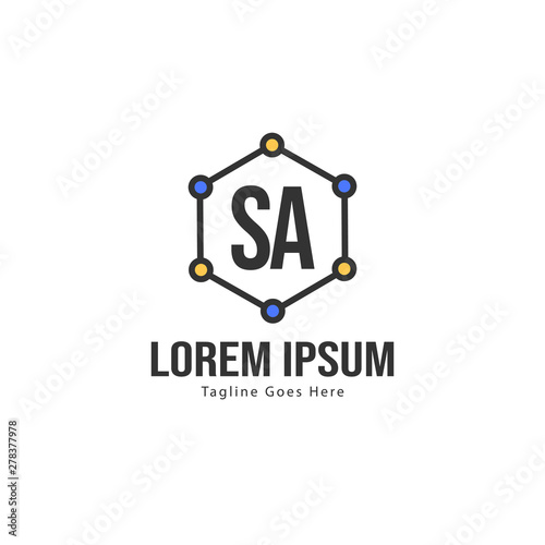 Initial SA logo template with modern frame. Minimalist SA letter logo vector illustration