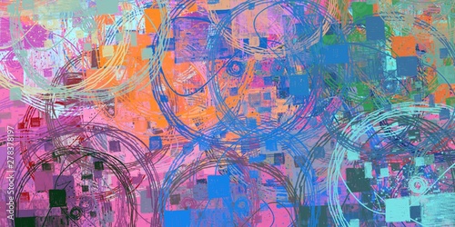 Wallpaper Mural Crazy sketch random pattern. Creative chaos and variety structure. Modern art drawing painting. 2d illustration. Digital texture wallpaper. Artistic sketch draw backdrop material.  Torontodigital.ca