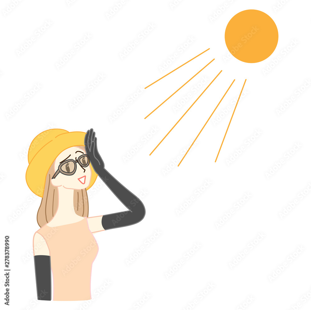 紫外線対策をする女性のイラスト Stock Illustration Adobe Stock