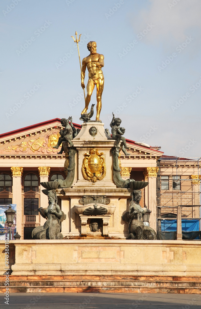 Obraz premium Neptune fountain at park on Rustaveli avenue in Batumi. Autonomous Republic of Adjara. Georgia