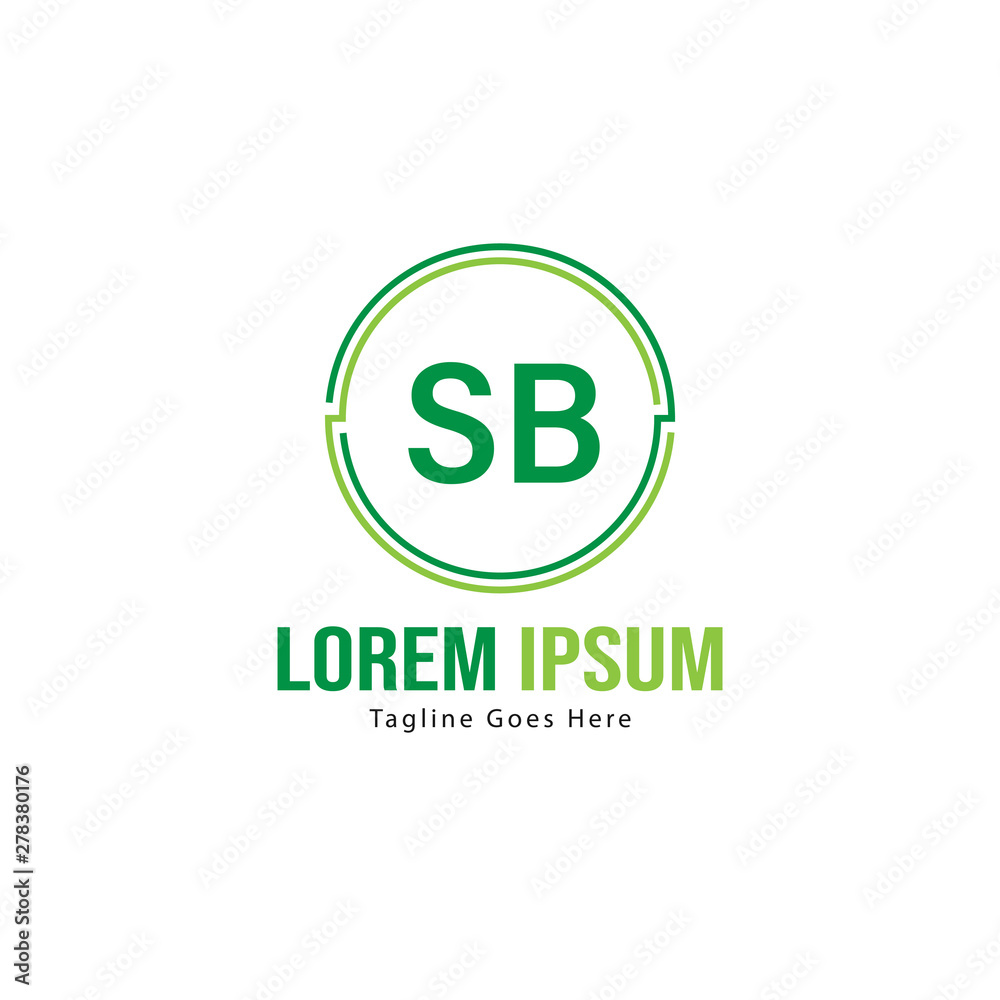Initial SB logo template with modern frame. Minimalist SB letter logo vector illustration