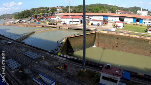 Miraflores Locks at the Panama Canal, Panama. Camera handheld.