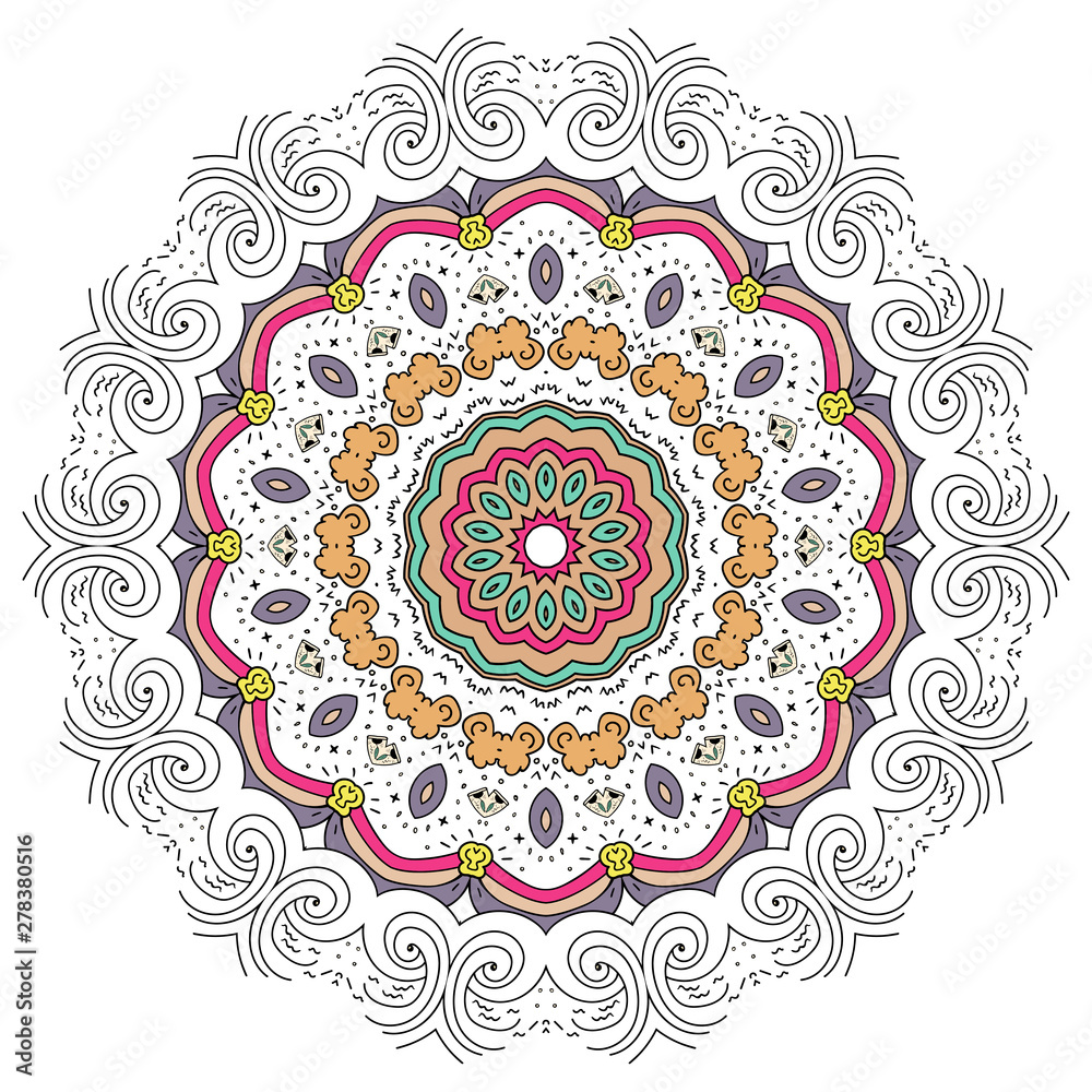 Fototapeta premium Mandala pattern. Abstract vector. Vintage decorative elements. Hand drawn background. - Vector