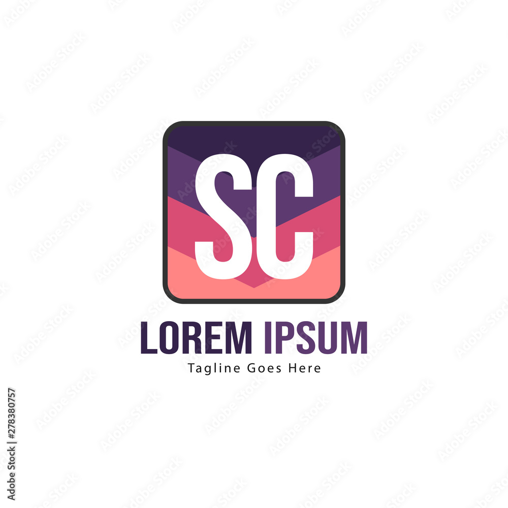 Initial SC logo template with modern frame. Minimalist SC letter logo vector illustration