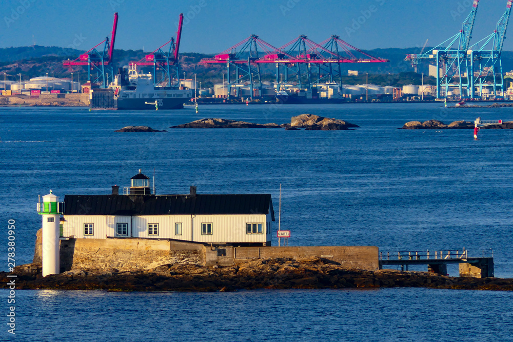 Gothenburg, Sweden Small lighthouse islands on the sea entrance into Gothenburg.