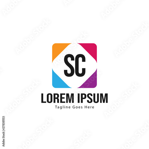 Initial SC logo template with modern frame. Minimalist SC letter logo vector illustration
