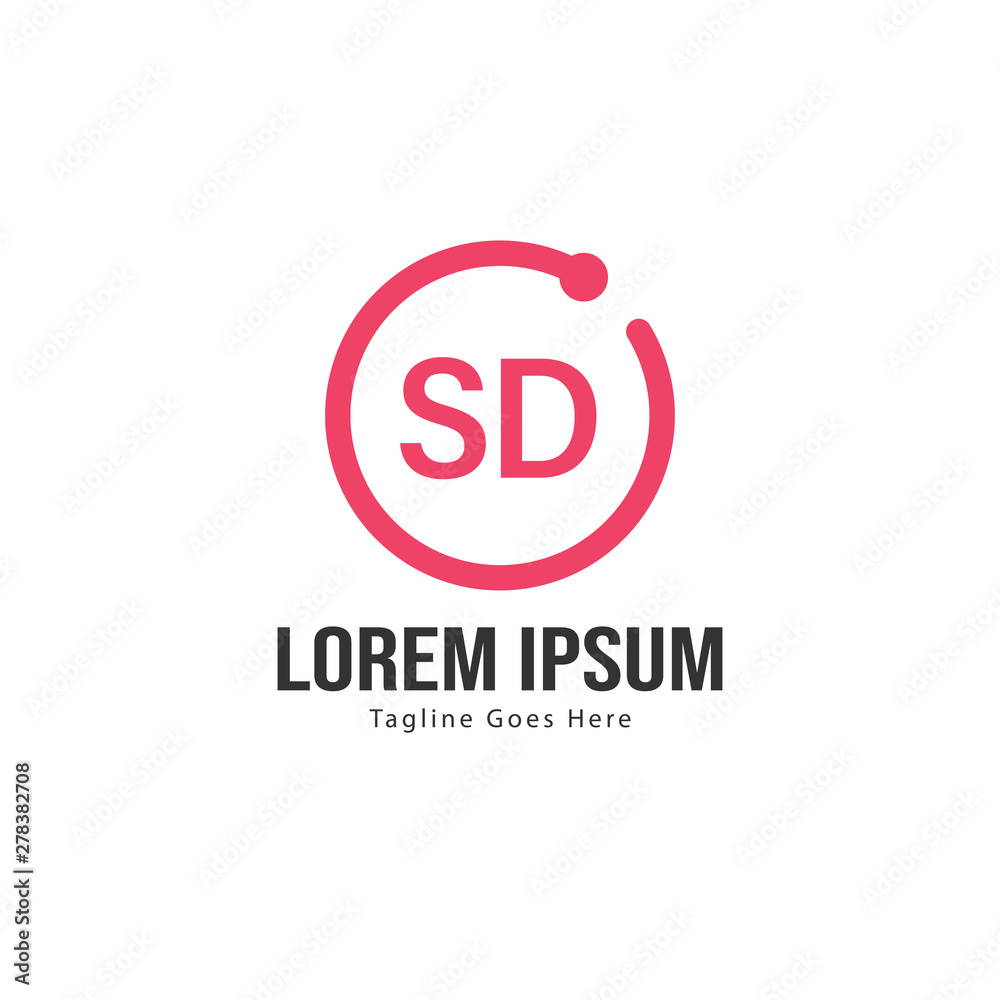 Initial SD logo template with modern frame. Minimalist SD letter logo vector illustration