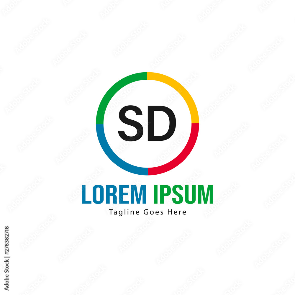 Initial SD logo template with modern frame. Minimalist SD letter logo vector illustration