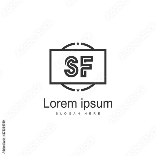 Initial SF logo template with modern frame. Minimalist SF letter logo vector illustration