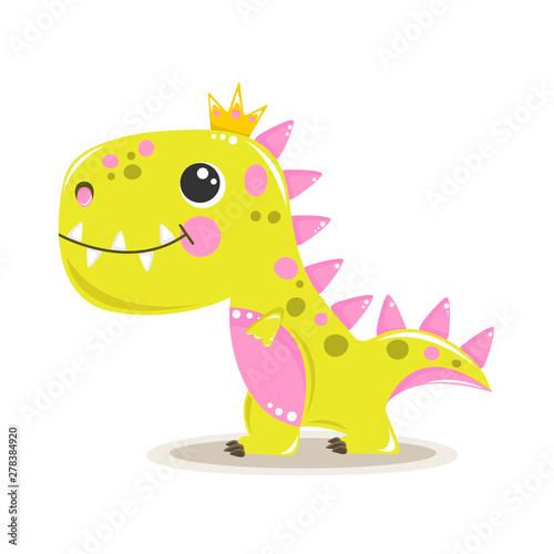Fototapeta Naklejka Na Ścianę i Meble -  Cute baby girl dinosaur
