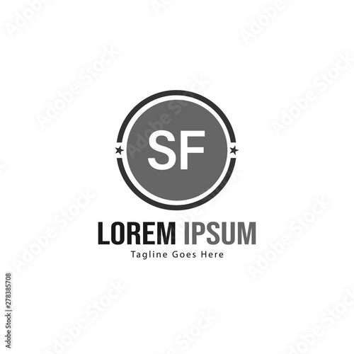 Initial SF logo template with modern frame. Minimalist SF letter logo vector illustration