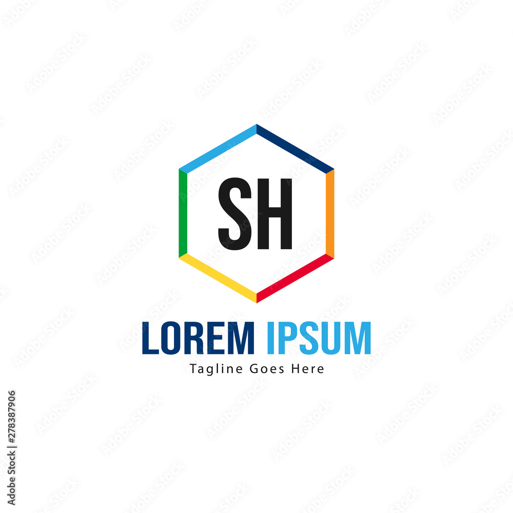 Initial SH logo template with modern frame. Minimalist SH letter logo vector illustration Initial SH logo template with modern frame. Minimalist SH letter logo vector illustration