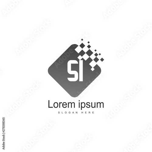 Initial SI logo template with modern frame. Minimalist SI letter logo vector illustration