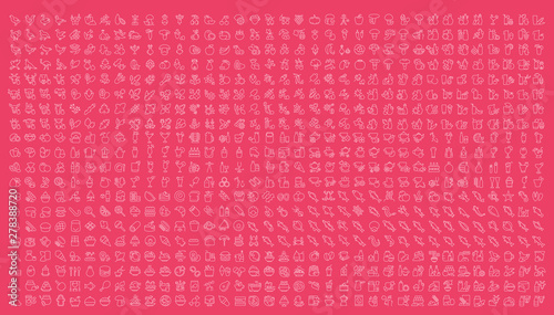 Set Vector Line Icons of Food and Drink