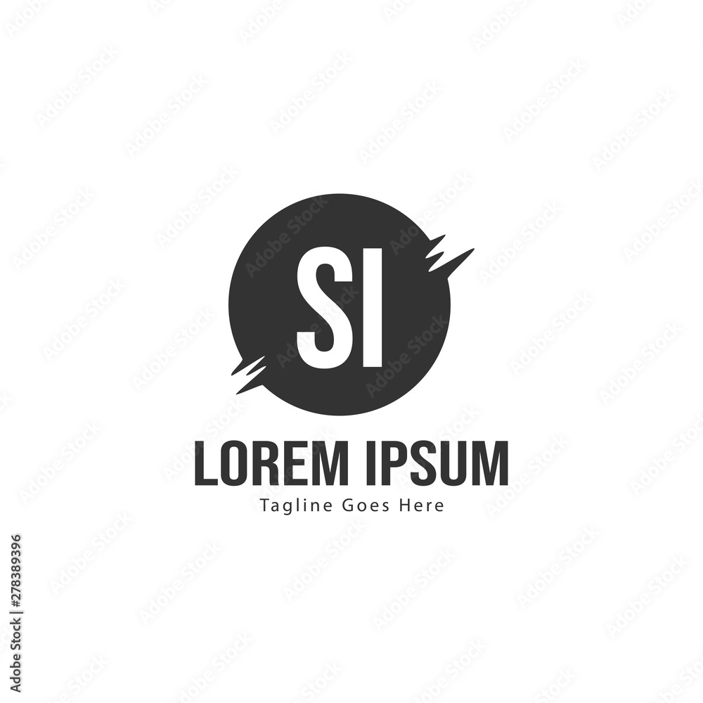Initial SI logo template with modern frame. Minimalist SI letter logo vector illustration
