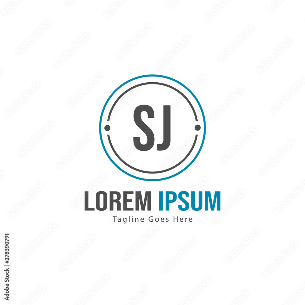 Initial SJ logo template with modern frame. Minimalist SJ letter logo vector illustration