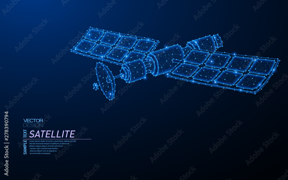 Obraz premium Abstract polygonal light design of satellite dish.