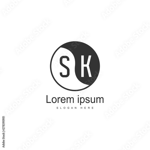 Initial SK logo template with modern frame. Minimalist SK letter logo vector illustration