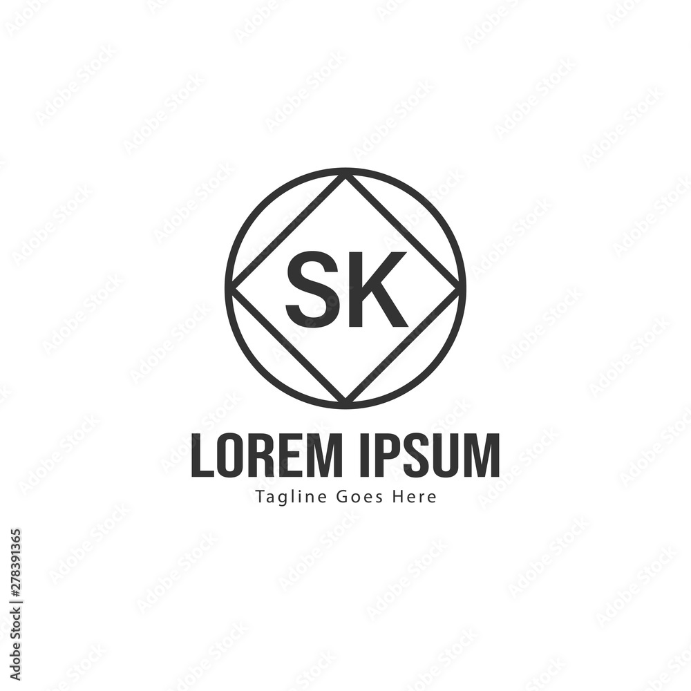 Initial SK logo template with modern frame. Minimalist SK letter logo vector illustration Initial SK logo template with modern frame. Minimalist SK letter logo vector illustration