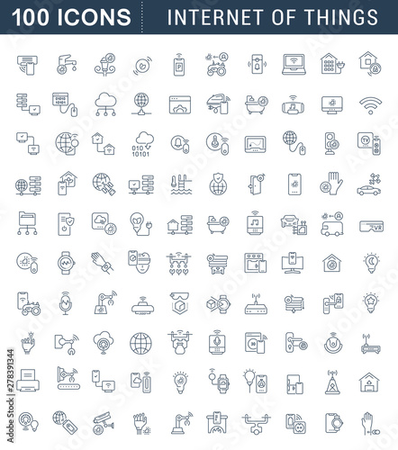 Set Vector Line Icons of Internet of Things
