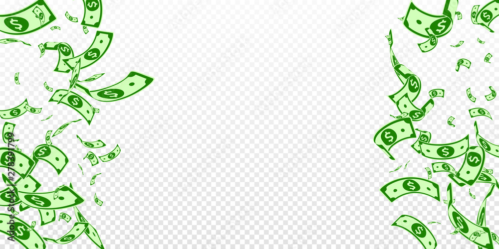 Obraz premium American dollar notes falling. Random USD bills on