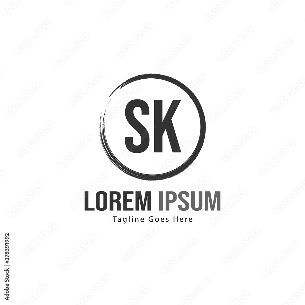 Initial SK logo template with modern frame. Minimalist SK letter logo vector illustration Initial SK logo template with modern frame. Minimalist SK letter logo vector illustration