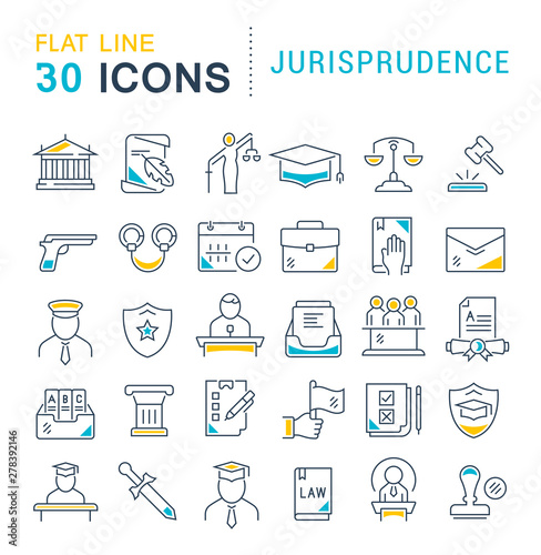Set Vector Line Icons of Jurisprudence