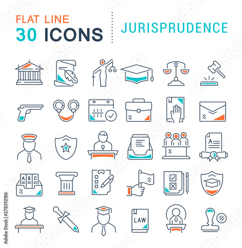 Set Vector Line Icons of Jurisprudence