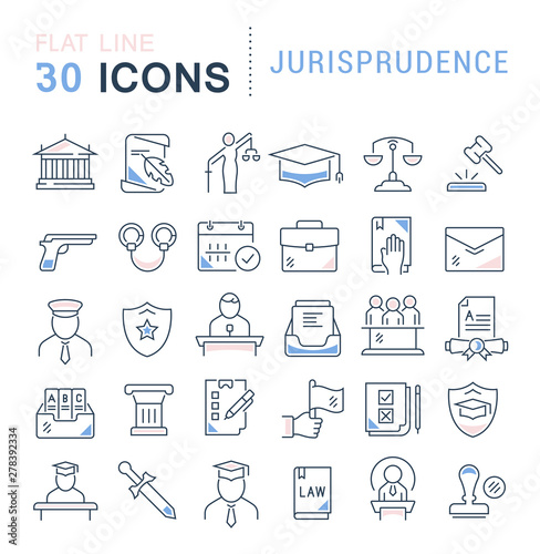 Set Vector Line Icons of Jurisprudence