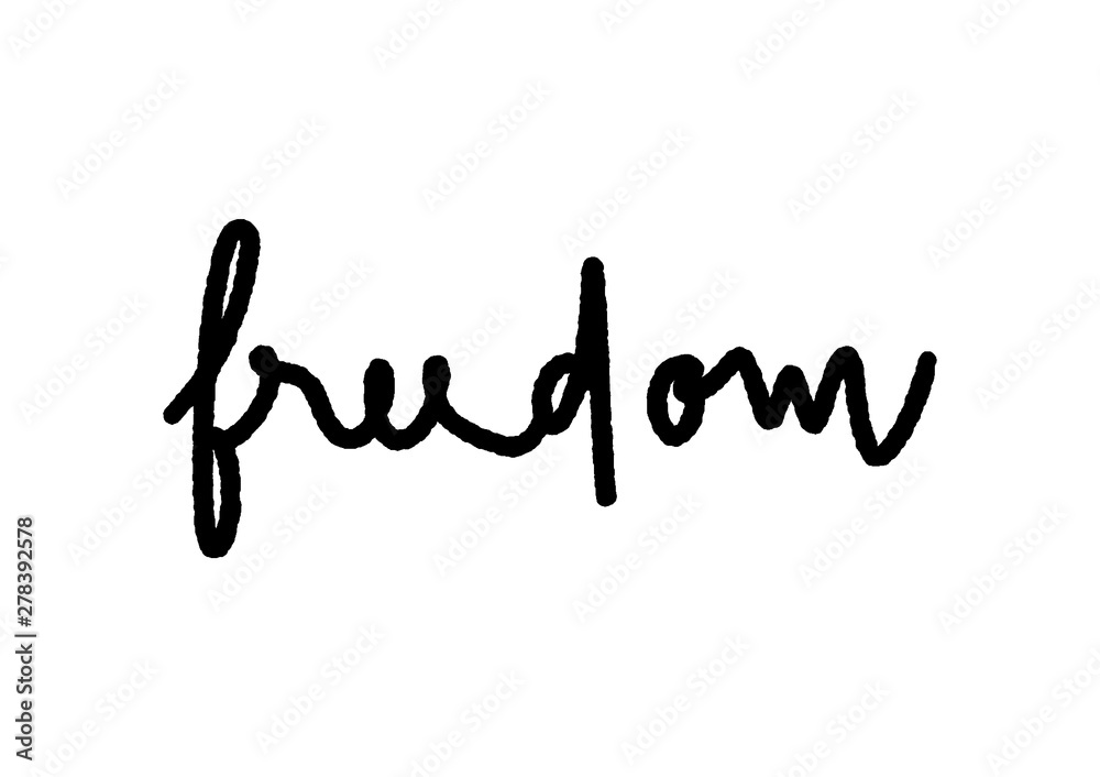 Freedom hand lettering on white background Freedom hand lettering on white background