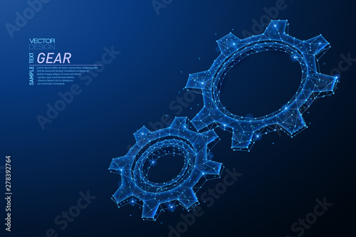 Abstract polygonal light of two cog gears.