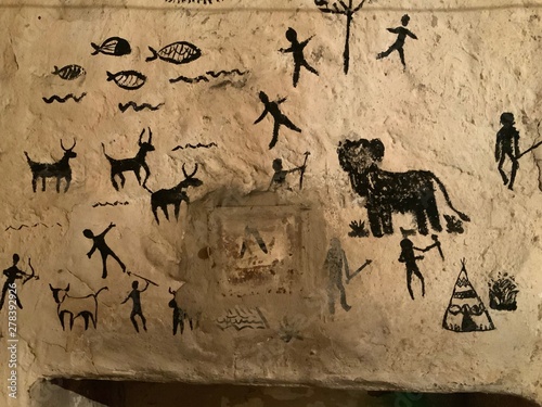 Wallpaper Mural Children art in cave paintings on the stone wall Torontodigital.ca