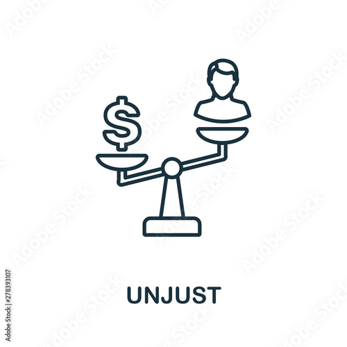 Unjust icon. Thin outline style design from corruption icons collection. Creative Unjust icon for web design, apps, software, print usage