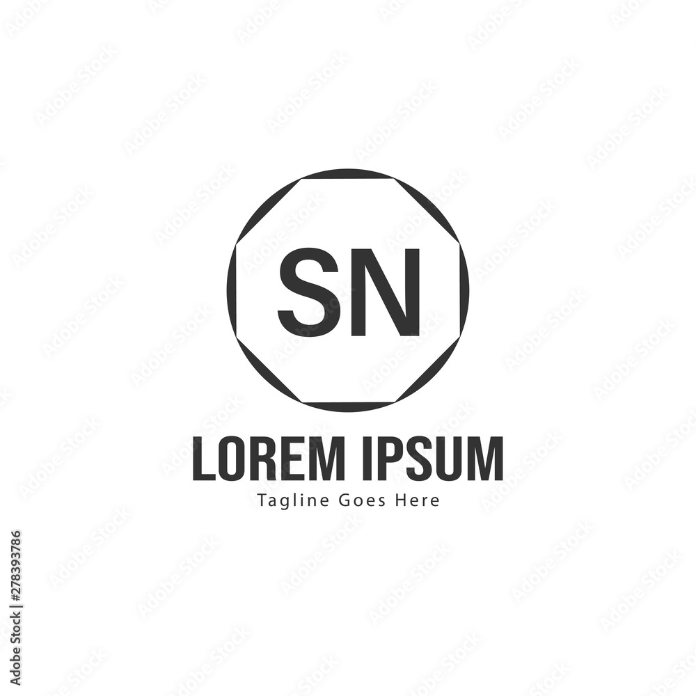Initial SN logo template with modern frame. Minimalist SN letter logo vector illustration Initial SN logo template with modern frame. Minimalist SN letter logo vector illustration