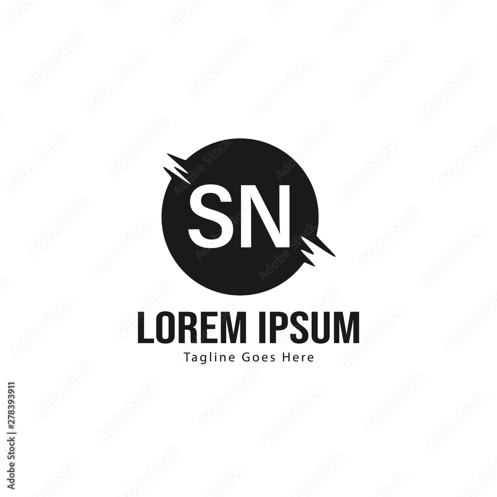 Initial SN logo template with modern frame. Minimalist SN letter logo vector illustration