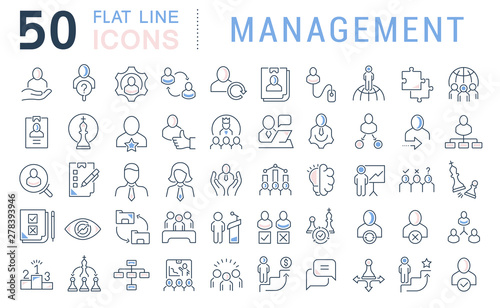 Set Vector Line Icons of Management