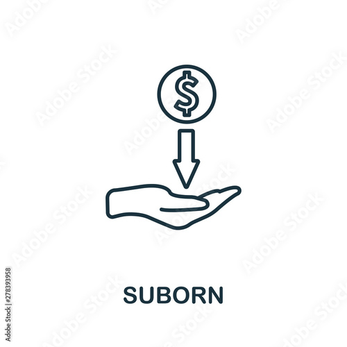 Suborn icon. Thin outline style design from corruption icons collection. Creative Suborn icon for web design, apps, software, print usage