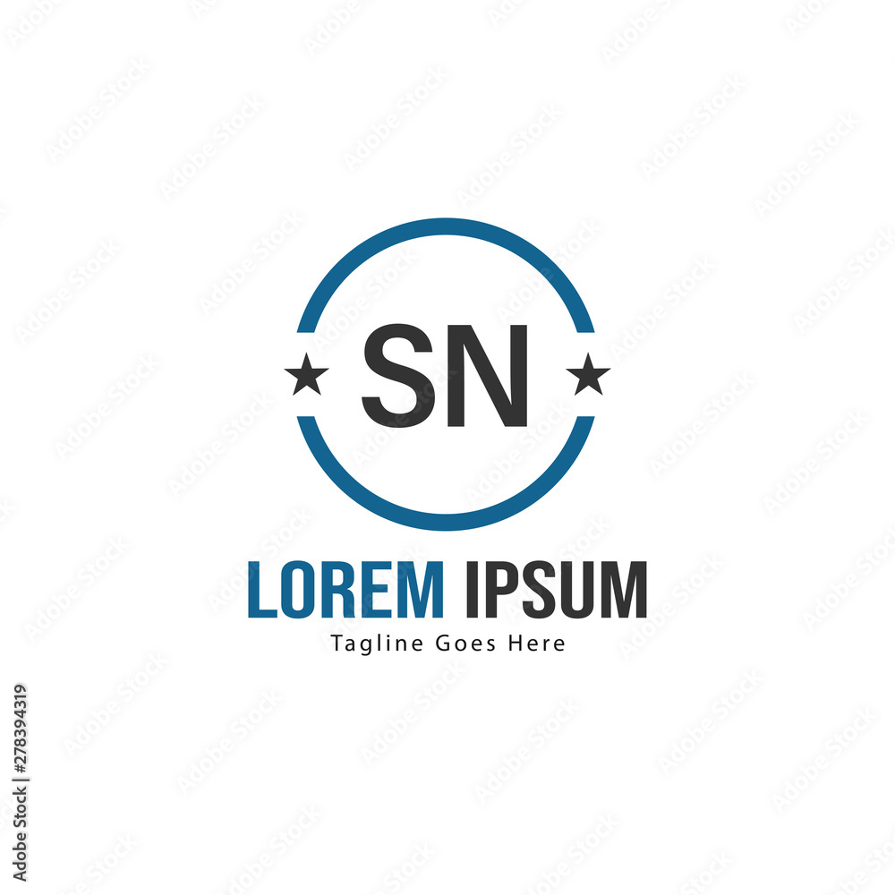 Initial SN logo template with modern frame. Minimalist SN letter logo vector illustration Initial SN logo template with modern frame. Minimalist SN letter logo vector illustration