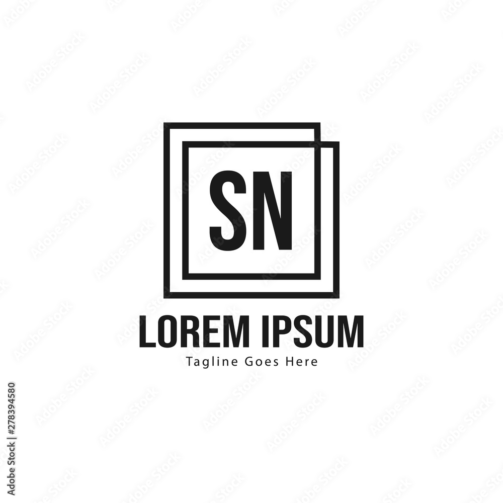 Initial SN logo template with modern frame. Minimalist SN letter logo vector illustration