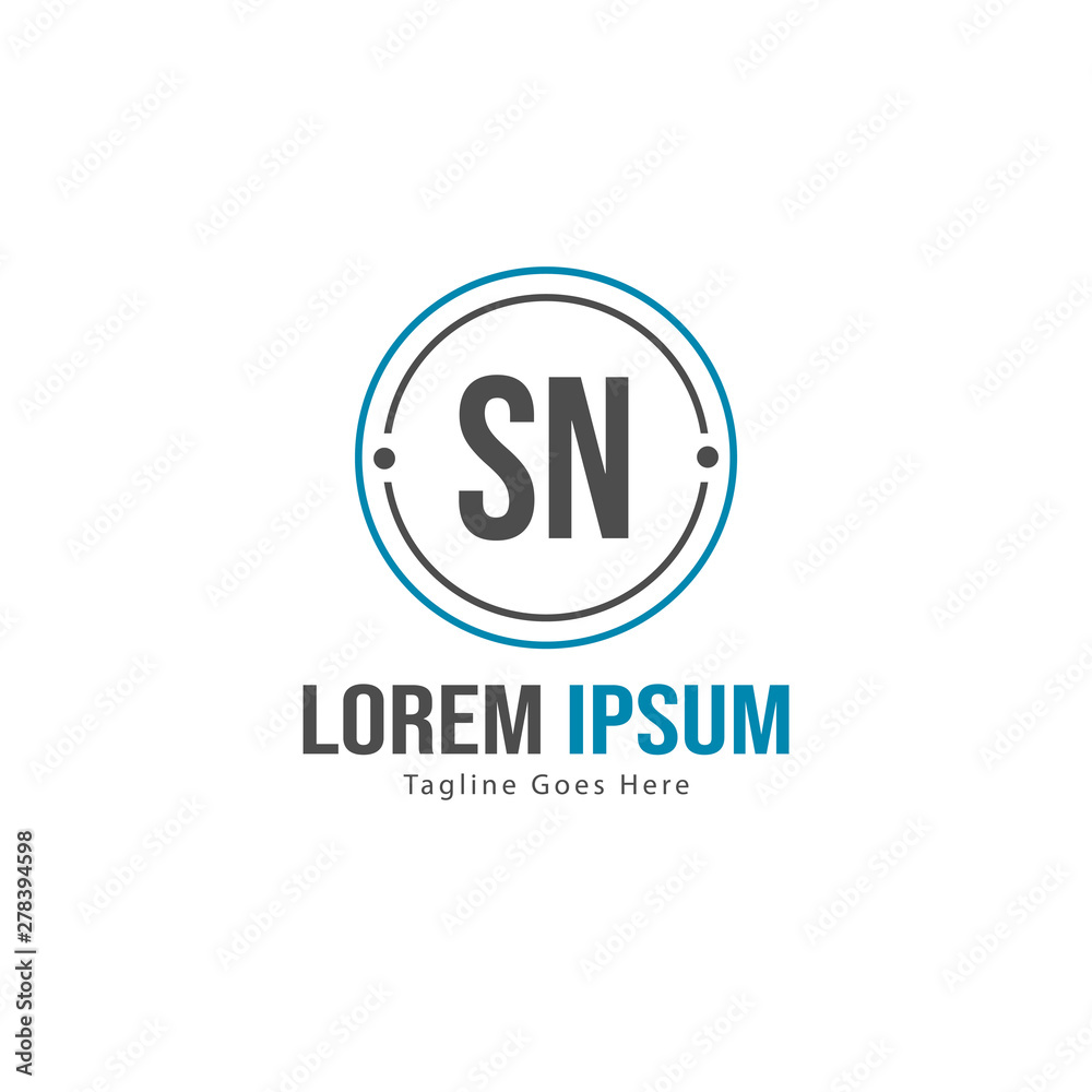 Initial SN logo template with modern frame. Minimalist SN letter logo vector illustration Initial SN logo template with modern frame. Minimalist SN letter logo vector illustration