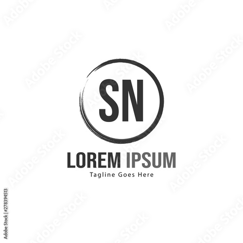 Initial SN logo template with modern frame. Minimalist SN letter logo vector illustration