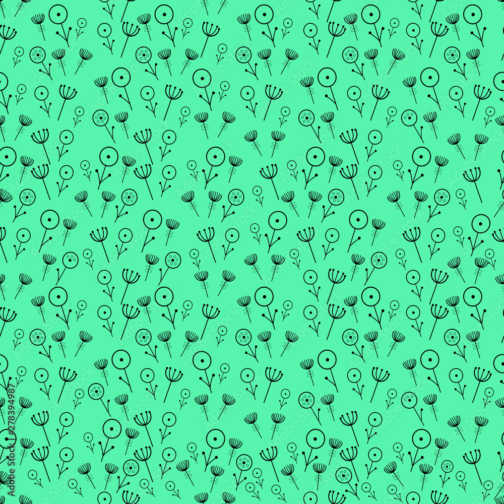 Doodle flowers on a gentle background. Pattern Vector