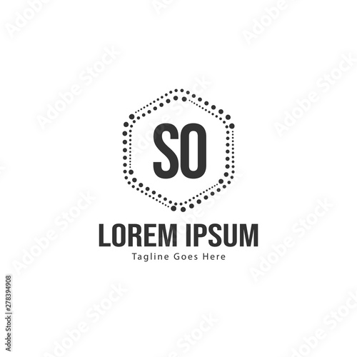 Initial SO logo template with modern frame. Minimalist SO letter logo vector illustration