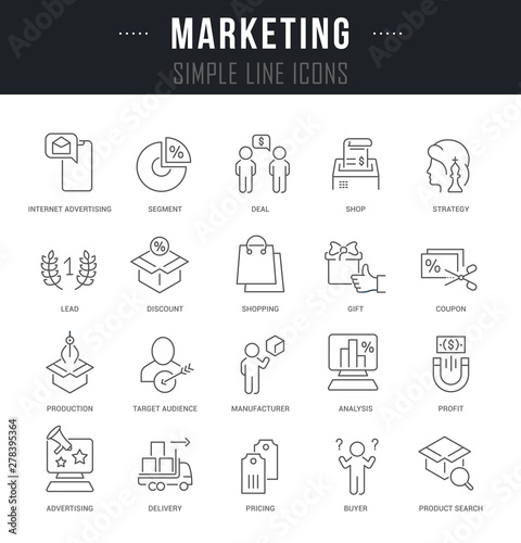 Set Vector Line Icons of Marketing