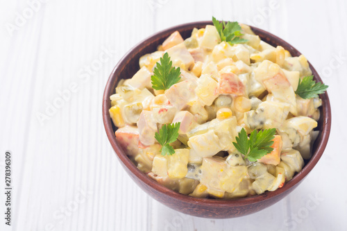 Traditional Mayonnaise Russian salad olivier