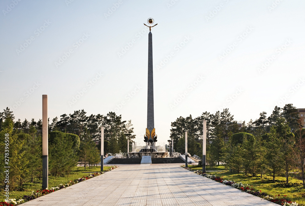 Stele of Independence at Independence square in Karaganda. Kazakhstan