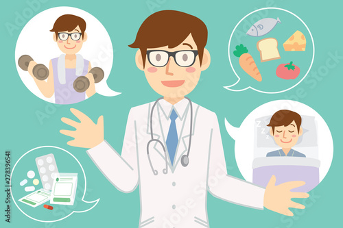 Doctor talk about healthy doing wellness being