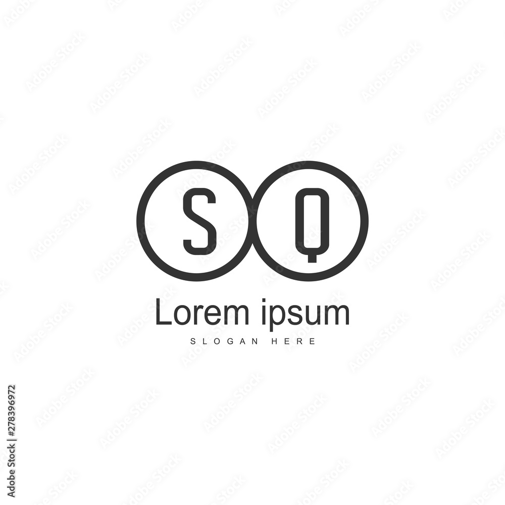 Initial SQ logo template with modern frame. Minimalist SQ letter logo vector illustration