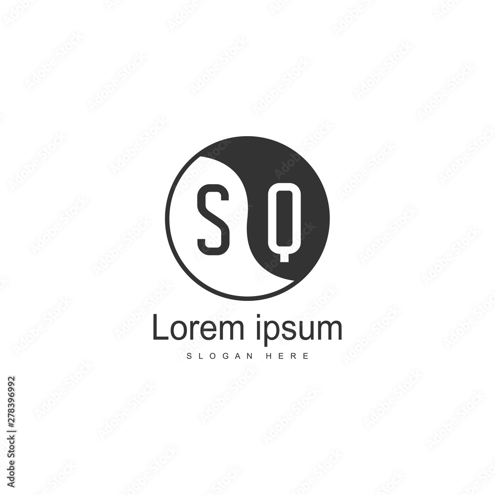 Initial SQ logo template with modern frame. Minimalist SQ letter logo vector illustration